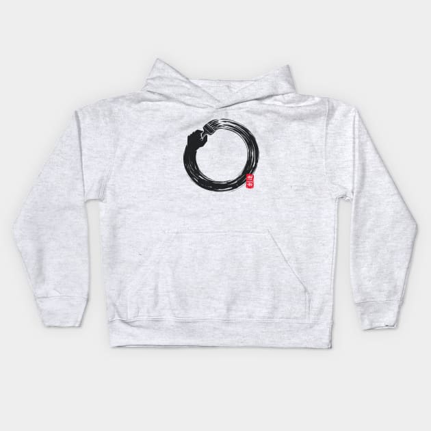 Japanese Enso | paint brush Kids Hoodie by Gammaray